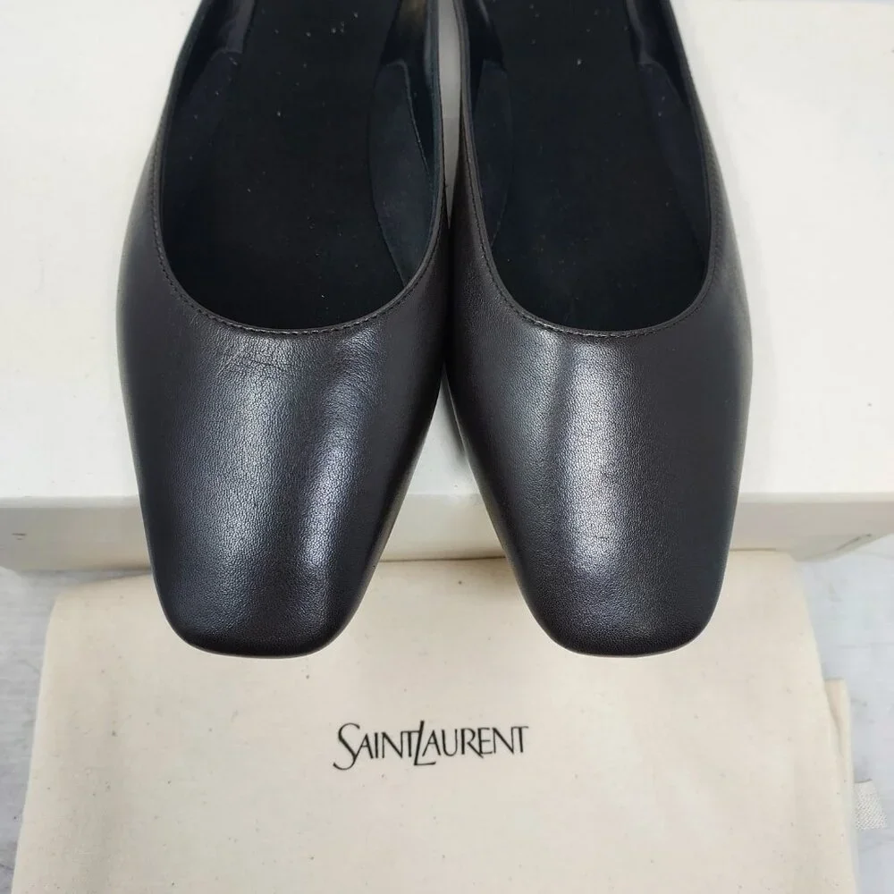 Saint Laurent YSL Black Womens Leather Lido Slip-on Shoe - Picture 6 of 11